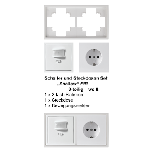 Schalter und Steckdosen Set McPower Shallow PIR weiß, 3-teilig