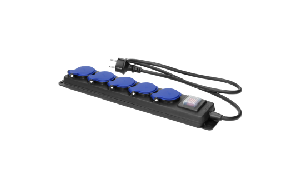 Netzkabel Schutzkontakt-Verlängerung, 5-fach, 5m, 3x1,5mm², IP44, schwarz,