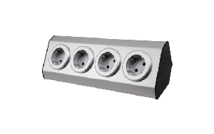 Steckdosenblock McPower Premium Aufbau, Edelstahl, 4-fach Schutzkontakt