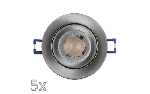 Einbauleuchten-Set McShine, 5xRahmen, 5xLED-Modul, 5W, 400lm, 230V, Edelstahl