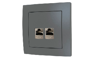 Netzwerk-Dose McPower &#039;&#039;Flair&#039;&#039; CAT6A, UP, anthrazit, vollgeschirmt