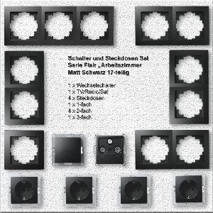 Schalter und Steckdosen Set McPower Flair Arbeitszimmer, matt schwarz, 17-tlg.
