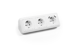 Steckdosenblock McPower ''Cup'' Aufbau, weiß, 3-fach Schutzkontakt + USB