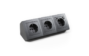 Steckdosenblock McPower Flair Aufbau, anthrazit, 3-fach Schutzkontakt + USB