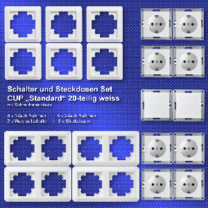 Schalter und Steckdosen Set McPower Cup Standard, 20-teilig, weiß
