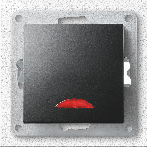 Schalter McPower Flair, 250V~/10A, UP, matt schwarz mit Orientierungsleuchte