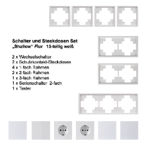 Schalter und Steckdosen Set McPower Shallow Flur, 13-teilig, weiß