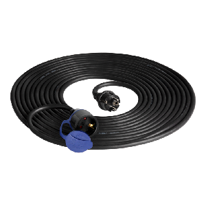 Netzkabel Schutzkontakt-Verlängerung, 20m, 3x1,5mm², IP44, schwarz