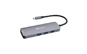 USB-C Pro 8-Port Multiport-Hub CMH-08,Verbatim,3x USB 3.2-A,USB 3.2-C,2x HDMI 4K