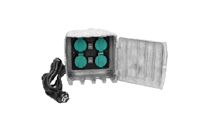 Außensteckdose 4-Fach, IP44, stein optik, 170x170x140mm, 3500W, 16A