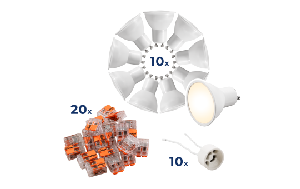 LED-Strahler Komplettset McShine, 10x MS-60, 10x Fassung, 20x Wago-Klemme