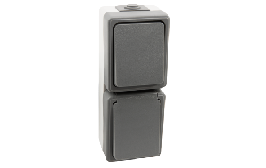Feuchtraum Kombi-Dose McPower Secure 250V~, Schalter+Steckdose, IP44, AP, grau