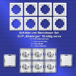 Schalter und Steckdosen Set McPower Cup Einsteiger, 16-teilig, weiß