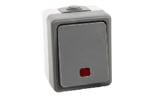 Feuchtraum Orientierungs-Schalter McPower Secure, 250V~/10A, IP44, AP, grau