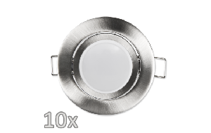 Einbauleuchten-Set McShine, 10xRahmen, 10xLED-Modul, 7W, 608lm, 230V, Edelstahl