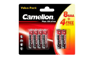 Micro-Batterie CAMELION Plus Alkaline 1,5 V, LR03 Typ AAA, 8+4 er-Blister