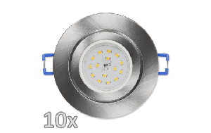 Einbauleuchten-Set McShine, 10xRahmen, 10x LED-Modul, 5W, 400lm, 230V, Edelstahl