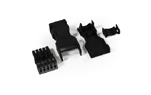 Buchse mit Zugentlastungsgehäuse WAGO, 5-polig, 1,5mm², schwarz