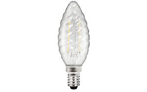 LED Filament Kerzenlampe gedreht McShine ''Filed'', E14, 2W, 260 lm, warmweiß, klar