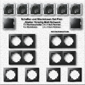 Schalter und Steckdosen Set McPower Flair Starter 16-teilig, matt schwarz