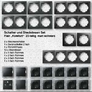 Schalter und Steckdosen Set McPower Flair Komfort, matt schwarz, 23-teilig