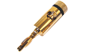Laborstecker, 4mm-Ø, vergoldet, mit schwarzem Kennzeichnungsring