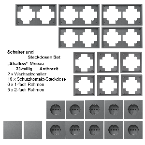 Schalter und Steckdosen Set McPower Shallow Niveau 23-teilig, anthrazit