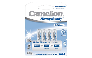 Micro-Akku CAMELION ''AlwaysReady'', NiMH, 800 mAh, Typ AAA, 4er-Blister