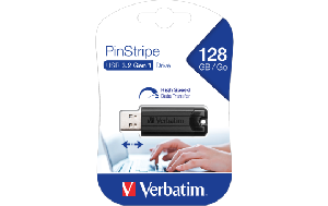 USB 3.2 Stick Verbatim, 128GB Speicher, PinStripe, Typ-A, Schiebemechanismus