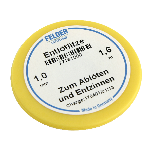 Entlötlitze FELDER, 1,0mm, mit halogenfreiem Flussmittel getränkte Kupferlitze, 1,60m Spule