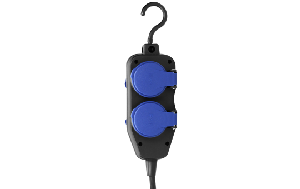 Netzkabel Schutzkontakt-Verlängerung, 4fach, 10m, 3x1,5mm², IP44, schwarz