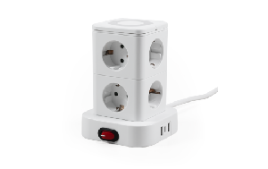 Steckdosenturm McPower ''ST-08'' 8 Steckdosen, 2x USB-A + 1x USB-C, 1,4m Kabel