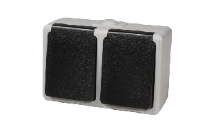 Feuchtraum Doppel-Steckdose McPower Taff, 250V~/16A, IP44, AP, grau