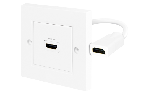 HDMI Wanddose mit Kabelpeitsche, 1 x HDMI Buchse, HDMI™ 1.4 High Speed, weiß,