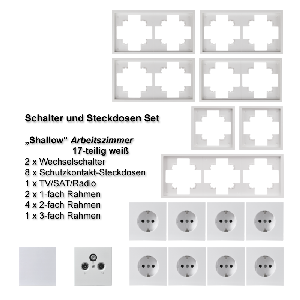 Schalter und Steckdosen Set McPower Shallow Arbeitszimmer, 17-teilig, weiß
