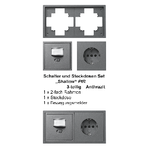 Schalter und Steckdosen Set McPower Shallow PIR anthrazit, 3-teilig