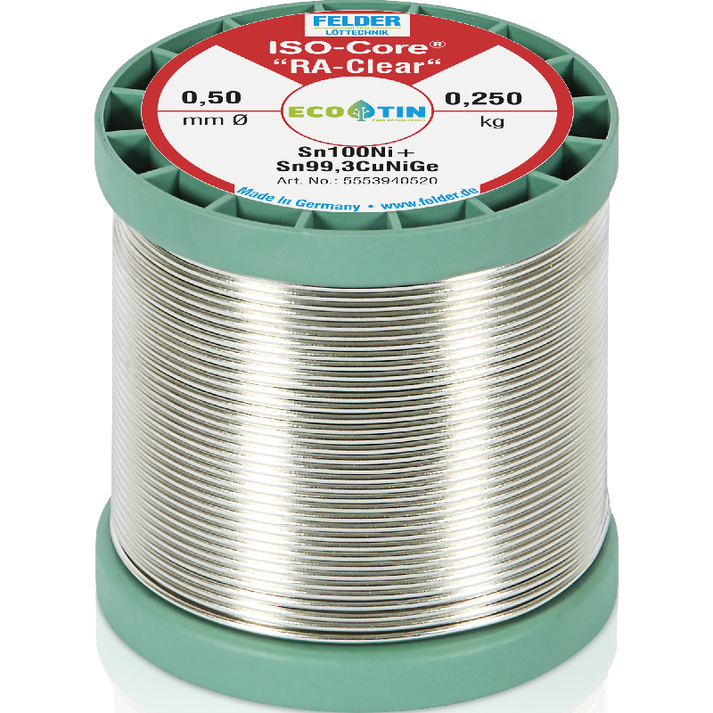 Lötdraht FELDER ISO-CORE RA-Clear, Sn100Ni+, 0,5mm, 250g, bleifrei