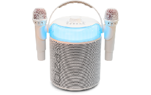 Karaoke-Lautsprecher IBIZA ''KARAHOME-WH'' Akkubetrieb, Bluetooth, USB, AUX, Koax