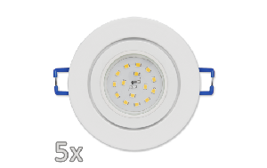 Einbauleuchten-Set McShine, 5xRahmen, 5xLED-Strahler, 5W, 400lm, 230V, weiß,IP44