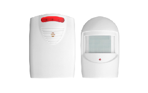 Drahtloser Bewegungsmelder mit Alarmsignal, 75°, 120m Reichweite, IP44, weiß