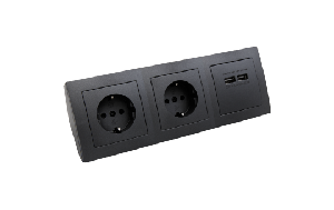 Steckdosenblock McPower Flair anthrazit, 2-fach Schutzkontakt + 2x USB