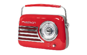 Tragbares Nostalgie Radio FREESOUND-VR40R mit Bluetooth, USB &amp; FM 30W, rot