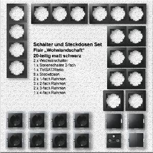 Schalter und Steckdosen Set McPower Flair Wohnlandschaft, matt schwarz, 20-tlg.
