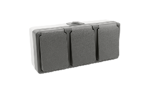 Feuchtraum Dreifach-Steckdose McPower Secure, 250V~/16A, IP44, AP, grau