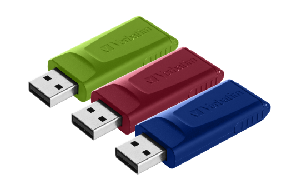 USB 2.0 Stick Verbatim, 16GB, Slider, rot-blau-grün, Multipack, 3er-Pack