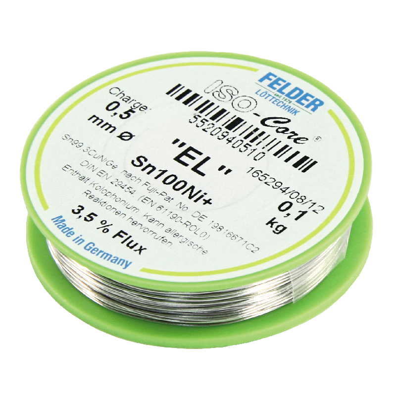 Lötzinn auf Rolle FELDER ISO-Core EL, 0,5mm, 100g, bleifrei (Sn100%Ni+)