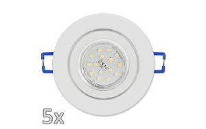 Einbauleuchten-Set McShine, 5xRahmen, 5xLED-Strahler, GU10, 5W, 500lm, weiß,IP44