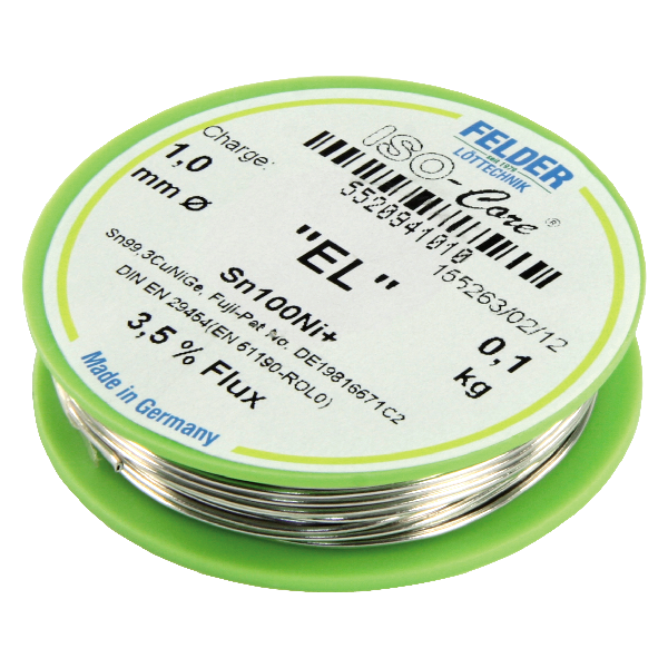 Lötzinn auf Rolle FELDER ISO-Core "EL", 1,0mm, 100g, bleifrei (Sn100%Ni+)