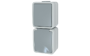 Feuchtraum Kombi-Dose McPower ''Fix'',Schalter+Steckdose,Steckanschluss, 250V~, AP