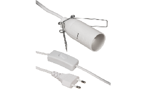 Euro-Netzkabel McPower mit Schnurschalter und E14 Fassung, 3,5m, weiß